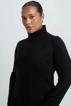 boohoo Robe Synthétiquell Mini Grande Taille En Maille À Col Montant Avec Détail De Couture<Femme Robes À Manches Longues|Robes