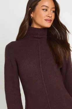 Robe Synthétiquell Mini Tricotée À Col Montant Avec Détails De Coutures - Tall