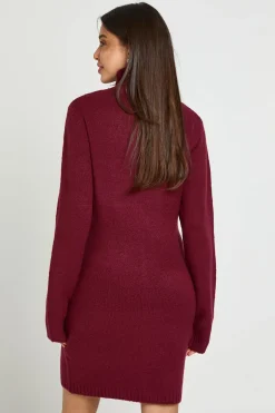 Robe Synthétiquell Mini Tricotée Col Montant Avec Détail De Couture