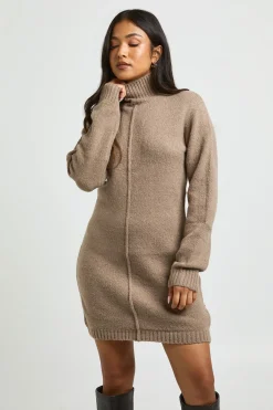 boohoo Robe Synthétiquell Mini Tricotée À Col Montant Avec Détail De Couture Petite<Femme Pulls Et Gilets|Toutes Les Mailles