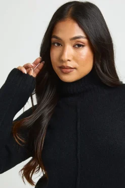 boohoo Robe Synthétiquell Mini Tricotée À Col Montant Avec Détail De Couture Petite<Femme Pulls Et Gilets|Toutes Les Mailles