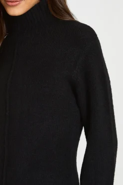 Robe Synthétiquell Mini Tricotée Col Montant Avec Détail De Couture