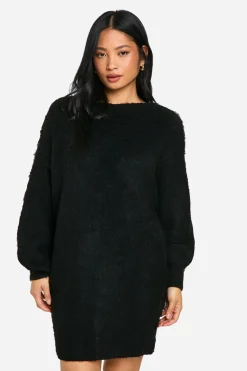 boohoo Robe Synthétiquell Oversize Brossée À Dos Échancré Petite Taille<Femme Pulls Et Gilets|Toutes Les Mailles