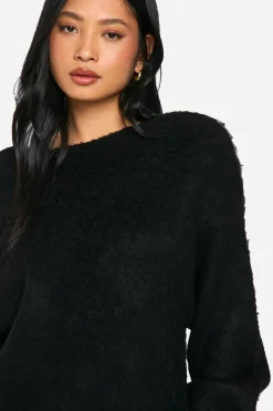 boohoo Robe Synthétiquell Oversize Brossée À Dos Échancré Petite Taille<Femme Pulls Et Gilets|Toutes Les Mailles