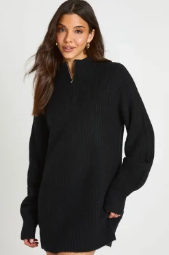 Robe Synthétiquell Oversize En Maille Douce Avec Col Zippé