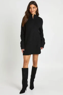 Robe Synthétiquell Oversize En Maille Douce Avec Col Zippé