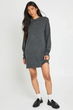 boohoo Robe Synthétiquell Tricotée Oversize À Col Montant Et Boutonnage<Femme Pulls Et Gilets|Toutes Les Mailles