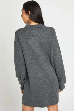 boohoo Robe Synthétiquell Tricotée Oversize À Col Montant Et Boutonnage<Femme Pulls Et Gilets|Toutes Les Mailles