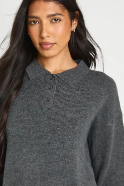 boohoo Robe Synthétiquell Tricotée Oversize À Col Montant Et Boutonnage<Femme Pulls Et Gilets|Toutes Les Mailles