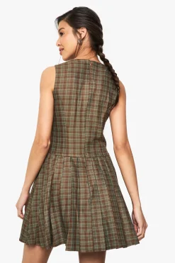 Robe tailleur plissée à carreaux