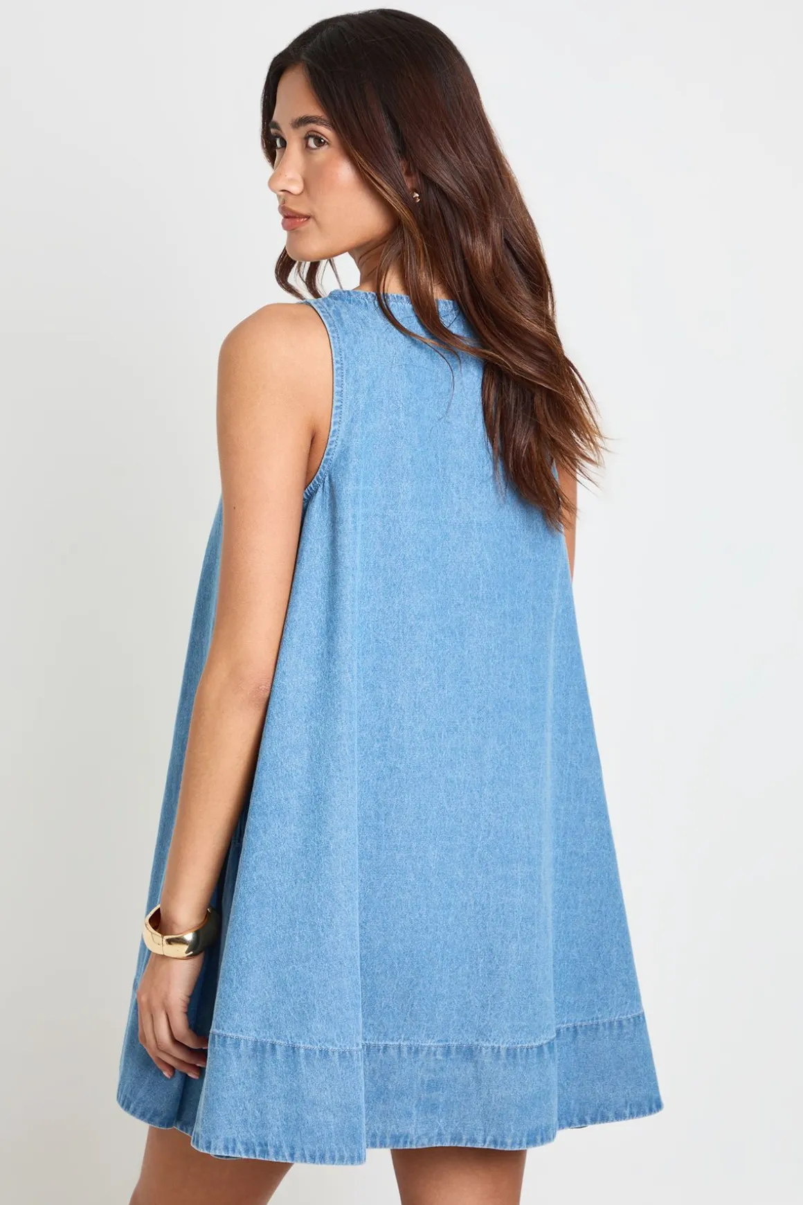 Robe Trapèze En Chambray À Encolure Nageur