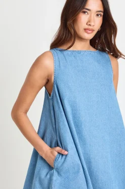 Robe Trapèze En Chambray À Encolure Nageur