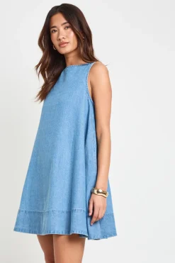 Robe Trapèze En Chambray À Encolure Nageur