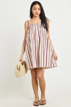 boohoo Robe Trapèze À Rayures En Popeline De Coton<Femme Robes Courtes|Robes