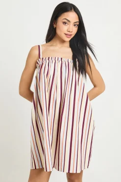 boohoo Robe Trapèze À Rayures En Popeline De Coton<Femme Robes Courtes|Robes