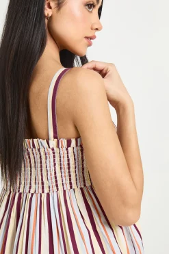 boohoo Robe Trapèze À Rayures En Popeline De Coton<Femme Robes Courtes|Robes
