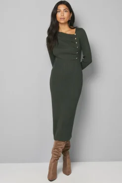 Robe Tricotée Asymétrique Color Block