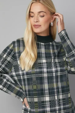 Wallis Robe Tricotée à Carreaux avec Col Zippé Petite Taille<Femme Toutes Les Robes|Robes Mi-Longues