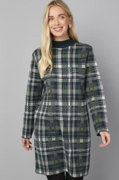 Wallis Robe Tricotée à Carreaux avec Col Zippé Petite Taille<Femme Toutes Les Robes|Robes Mi-Longues