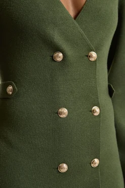 KarenMillen Robe Tricotée Cintrée À Double Boutonnage D'inspiration Militaire Aspect Laine<Femme Robes Mi-Longues|Robes À Manches Longues