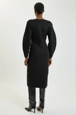 Robe Tricotée Cintrée Petite Aspect Laine À Double Boutonnage Militaire