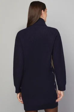 Robe Tricotée Col Roulé Motif Losanges