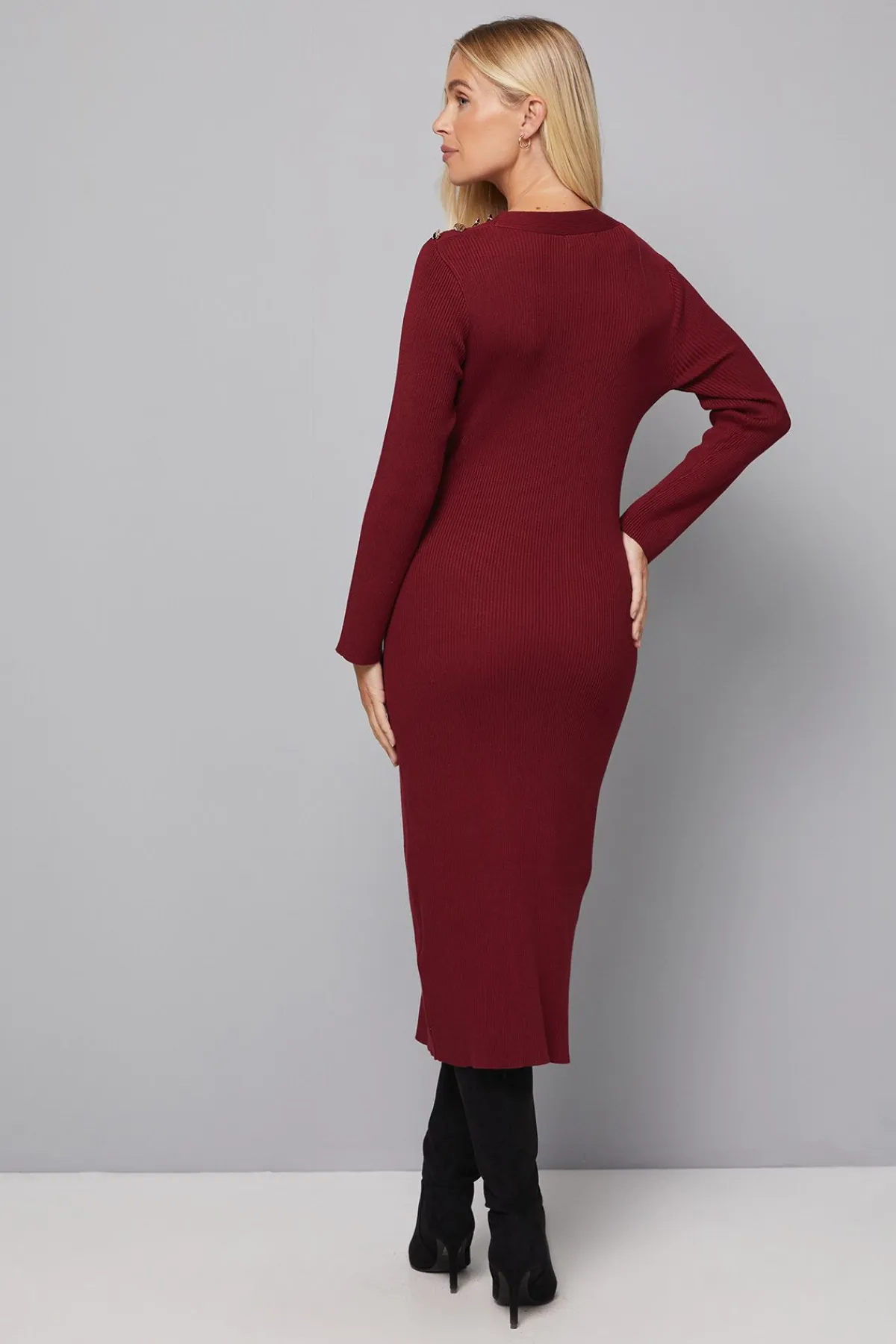 Wallis Robe Tricotée Côtelée Asymétrique Petite Taille<Femme Robes Mi-Longues|Robes