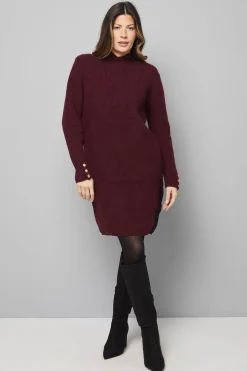 Robe Tricotée Côtelée avec Détails en Dentelle
