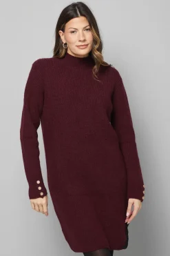 Robe Tricotée Côtelée avec Détails en Dentelle