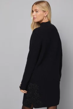 Robe Tricotée Côtelée à Détails de Dentelle Petite