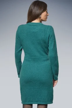 Robe Tricotée à Détails de Nœuds Ornés et Franges