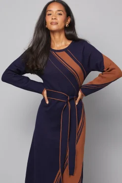 Robe Tricotée Jacquard Asymétrique