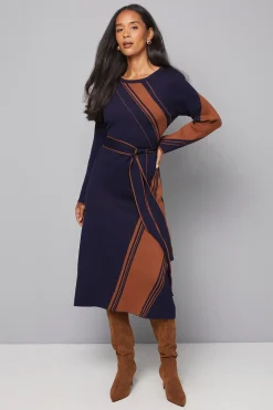 Robe Tricotée Jacquard Asymétrique