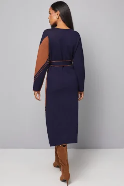 Robe Tricotée Jacquard Asymétrique