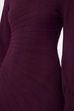 KarenMillen Robe Tricotée À Manches Longues Avec Détails Côtelés Effet Laine<Femme Toutes Les Robes|Robes Mi-Longues