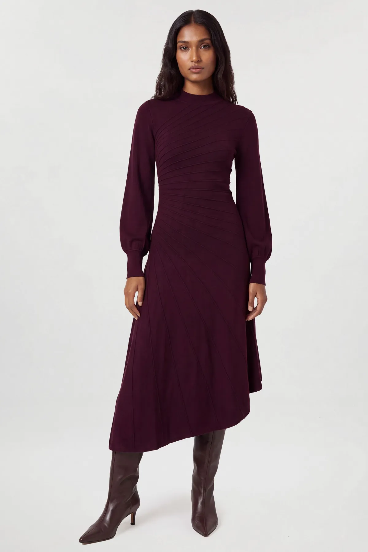 KarenMillen Robe Tricotée À Manches Longues Avec Détails Côtelés Effet Laine<Femme Toutes Les Robes|Robes Mi-Longues