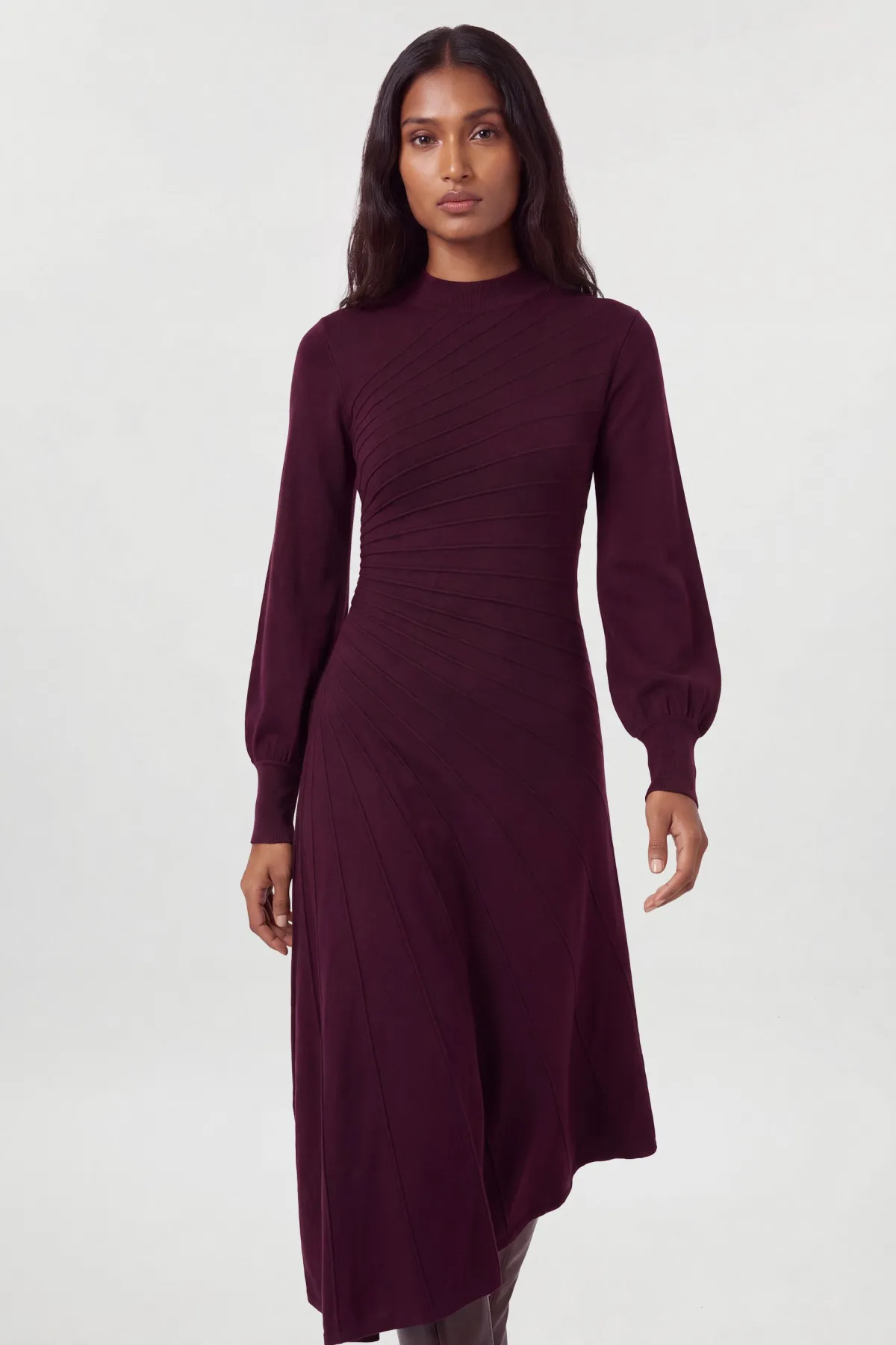 KarenMillen Robe Tricotée À Manches Longues Avec Détails Côtelés Effet Laine<Femme Toutes Les Robes|Robes Mi-Longues