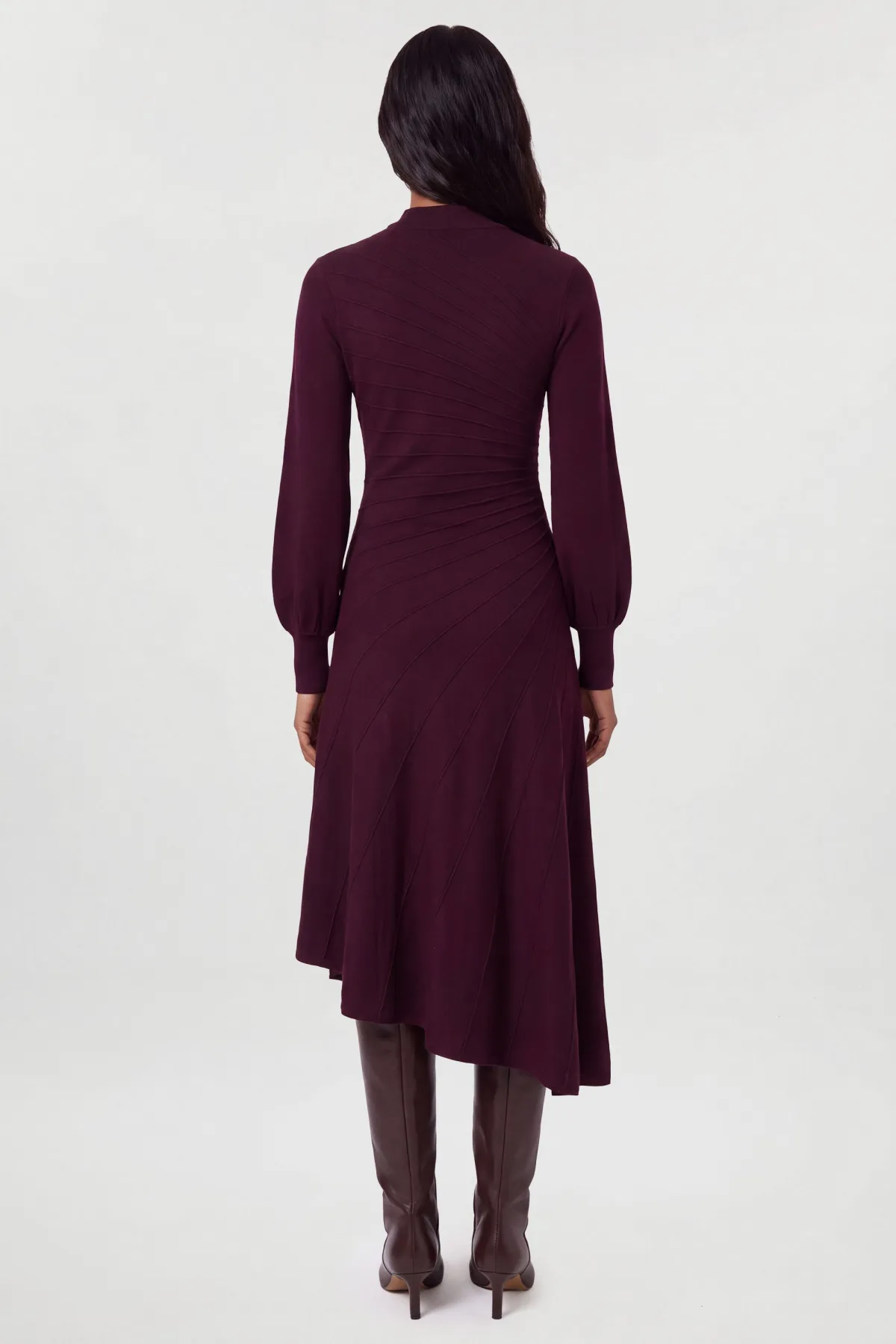 KarenMillen Robe Tricotée À Manches Longues Avec Détails Côtelés Effet Laine<Femme Toutes Les Robes|Robes Mi-Longues