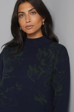 Robe Tricotée à Motif Jacquard Floral