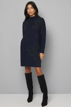 Robe Tricotée à Motif Jacquard Floral