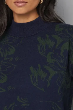 Robe Tricotée à Motif Jacquard Floral