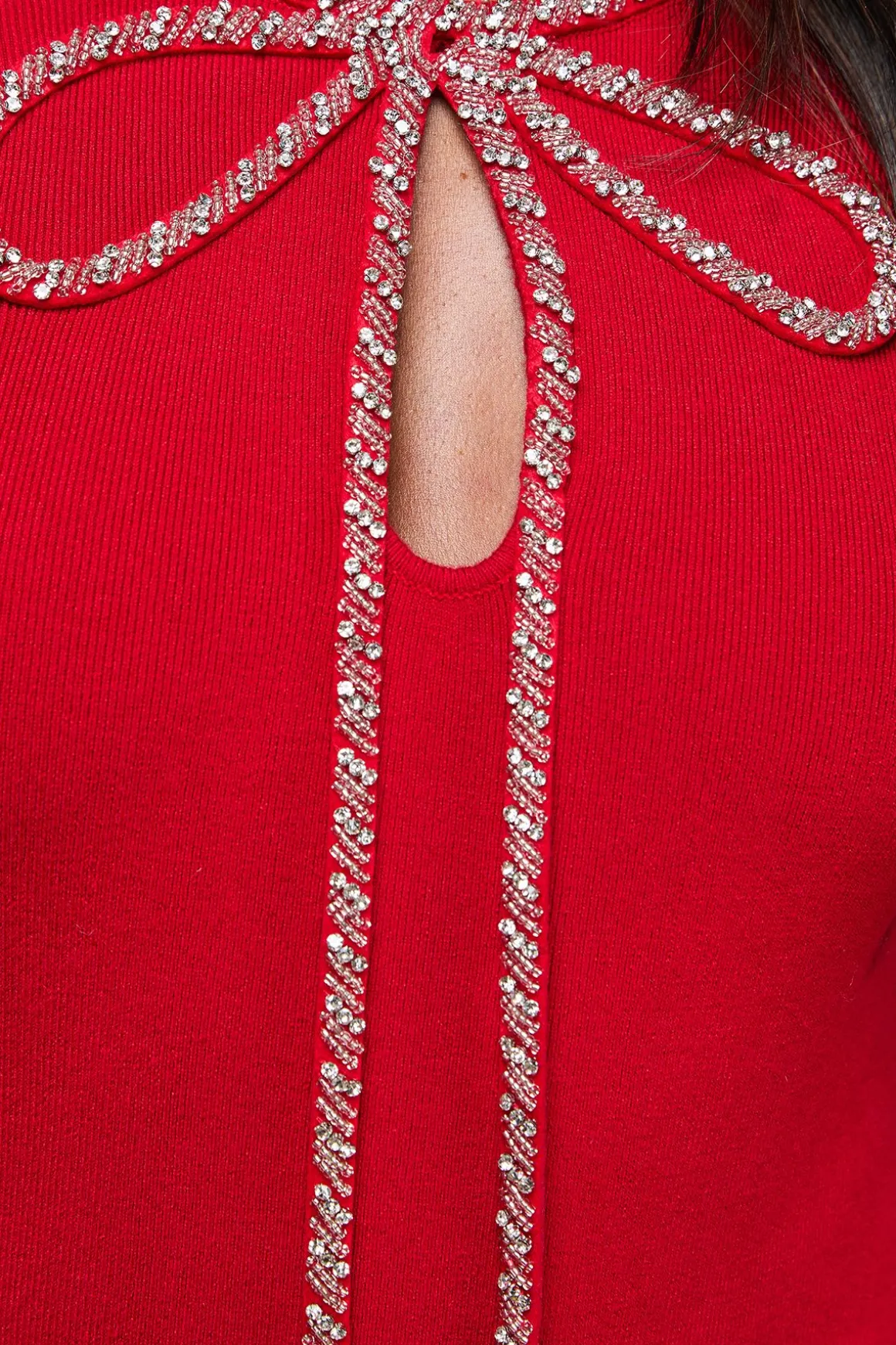 Robe Tricotée à Nœud Orné
