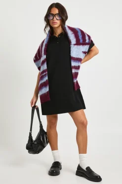 Robe tricotée oversize à col boutonné