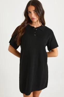 Robe tricotée oversize à col boutonné