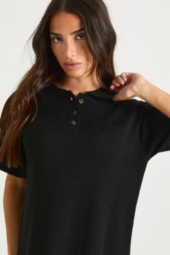 Robe tricotée oversize à col boutonné