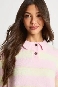 boohoo Robe Tricotée Oversize à Col Rayé<Femme Looks Preppy|Robes
