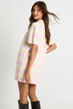 boohoo Robe Tricotée Oversize à Col Rayé<Femme Looks Preppy|Robes