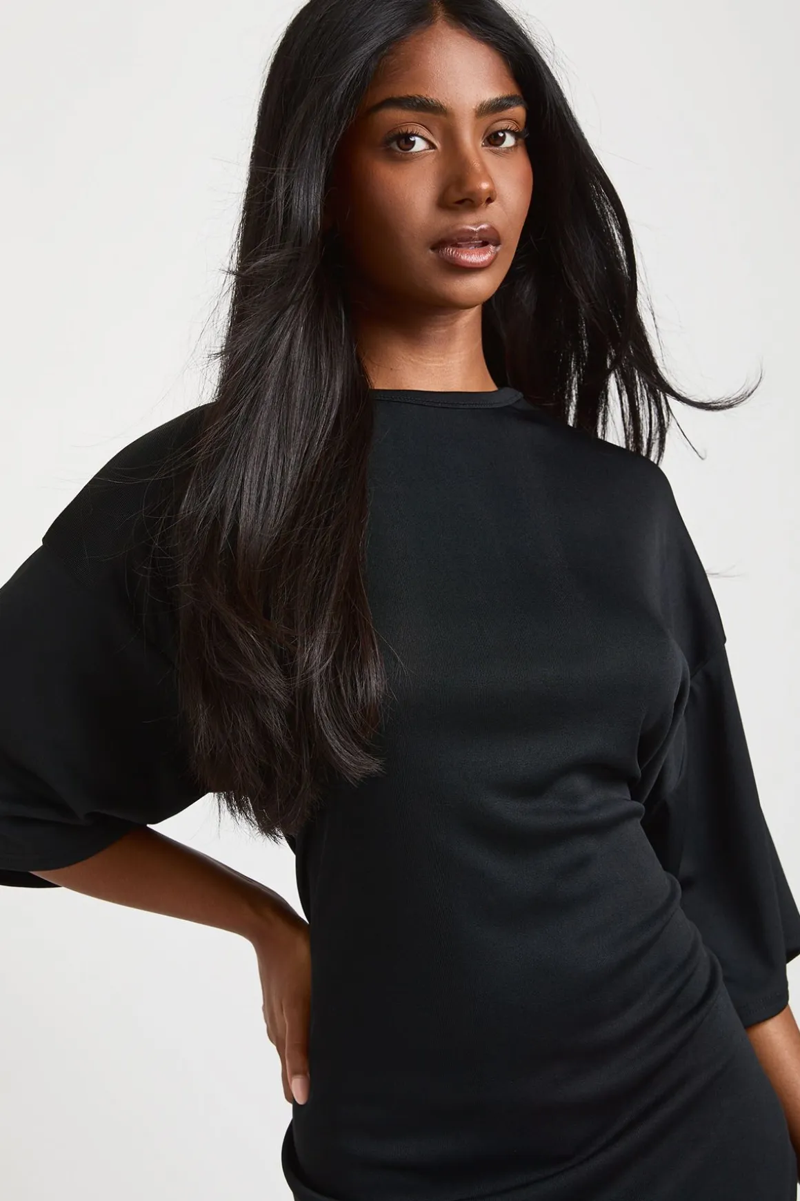Robe T-shirt Basique Supersoft À Taille Froncée