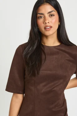 boohoo Robe T-shirt Boxy En Synthétique<Femme Looks Chocolat|Robes T-Shirt