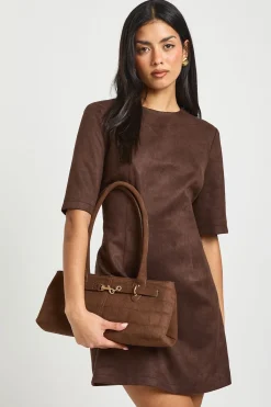 boohoo Robe T-shirt Boxy En Synthétique<Femme Looks Chocolat|Robes T-Shirt